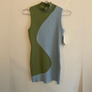 Color block Knit Bodycon Sleeveless Mini Dress, marked M but fits XS; NWT